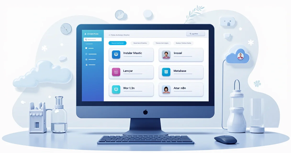 Tela de painel com opções de deploy automatizado SaaS
